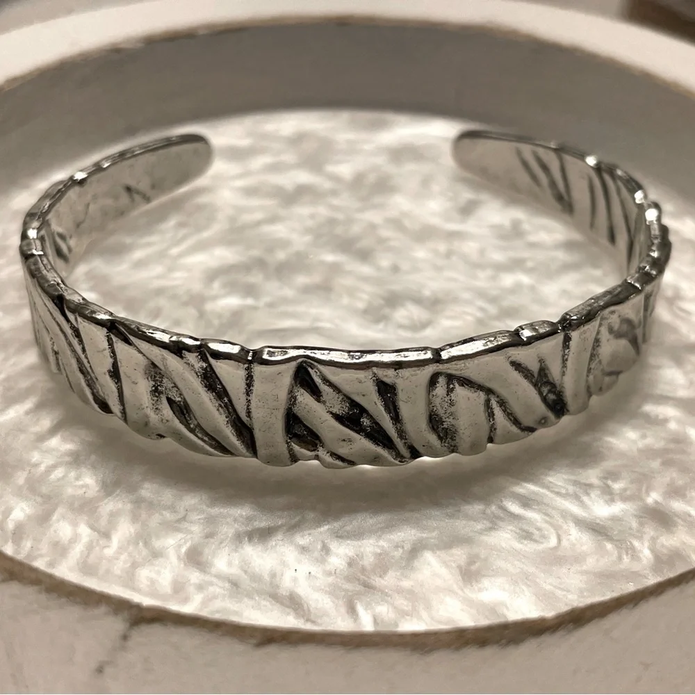 Silver Woven Wrist Cuff Bracelet